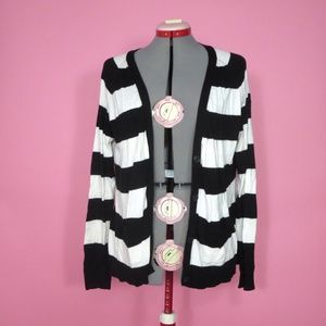 Black & White Striped Cardigan